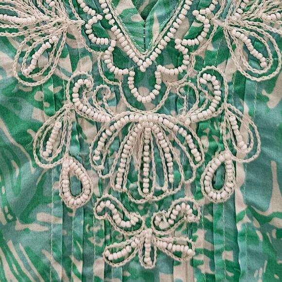 Lilly Pulitzer Tunic Top Womens XL Sarasota Beaded Bungle in the Jungle Green - Picture 4 of 12
